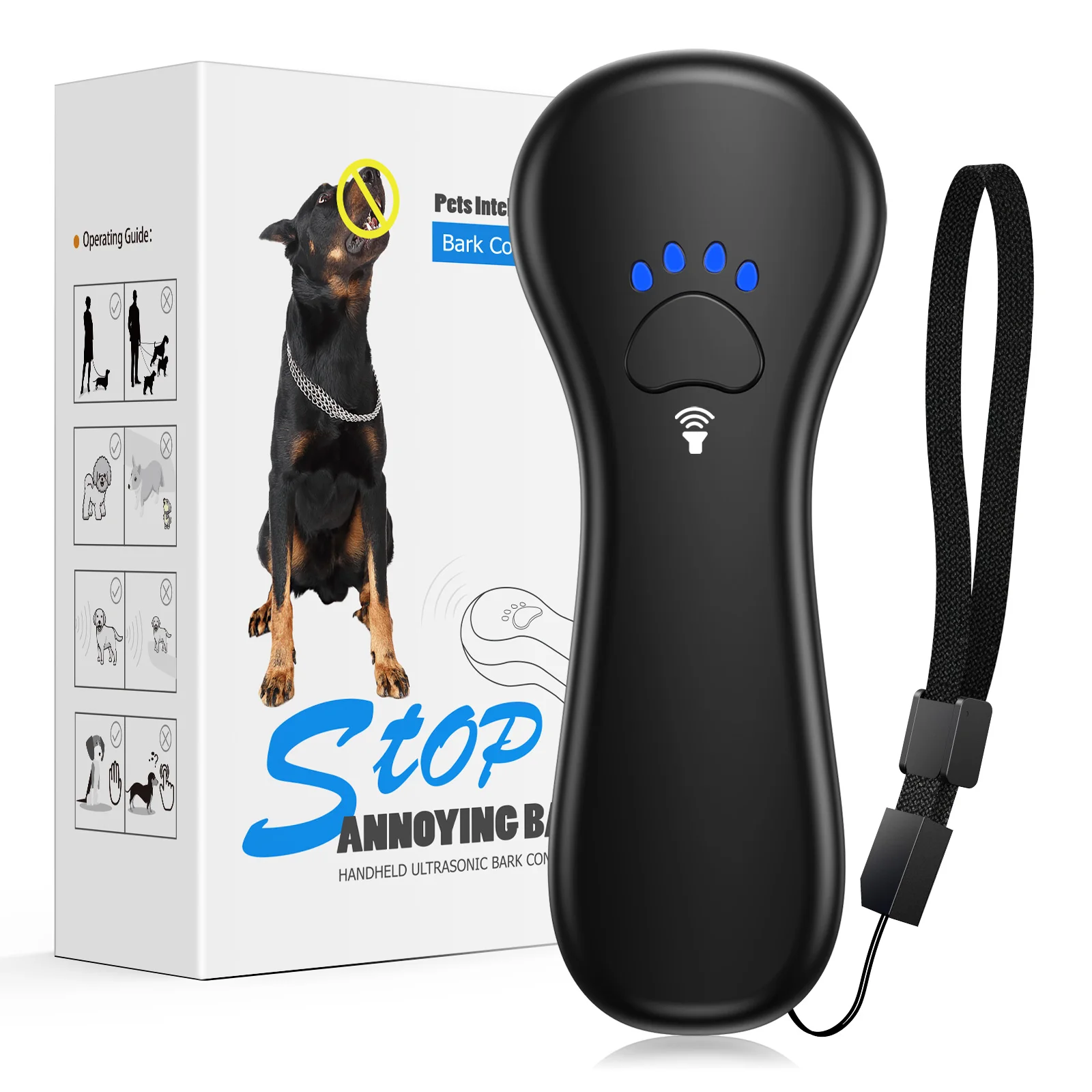 Dog Repeller Dog Barking Control Devices Adjustable Frequencies Ultrasonic Bark Deterrent Up to 16.4 Ft Effective Control Range