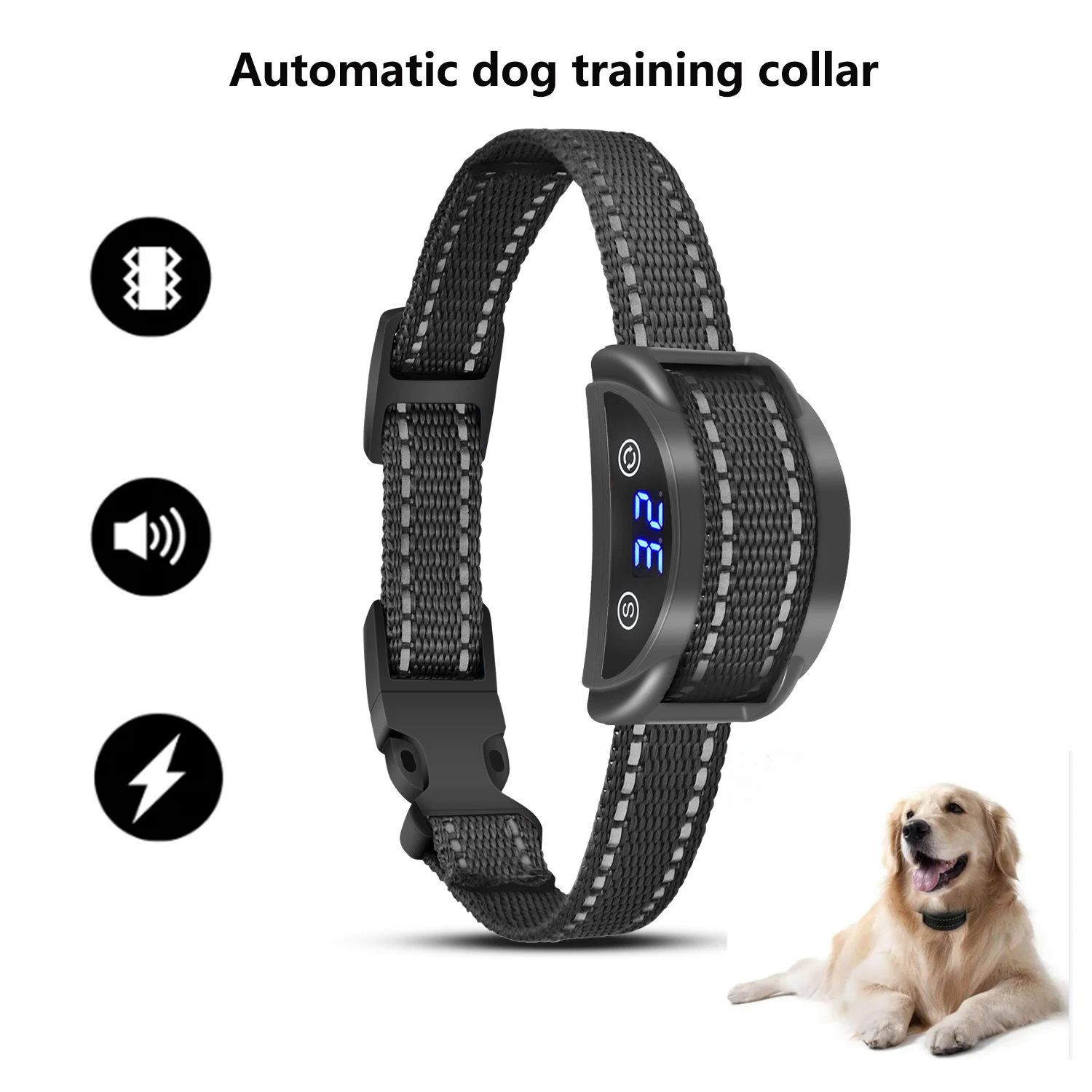 Electric Dog Training Collar Waterproof Bark Control Collar Rechargeable Anti-barking Accessories Training collar for Pet Dogs