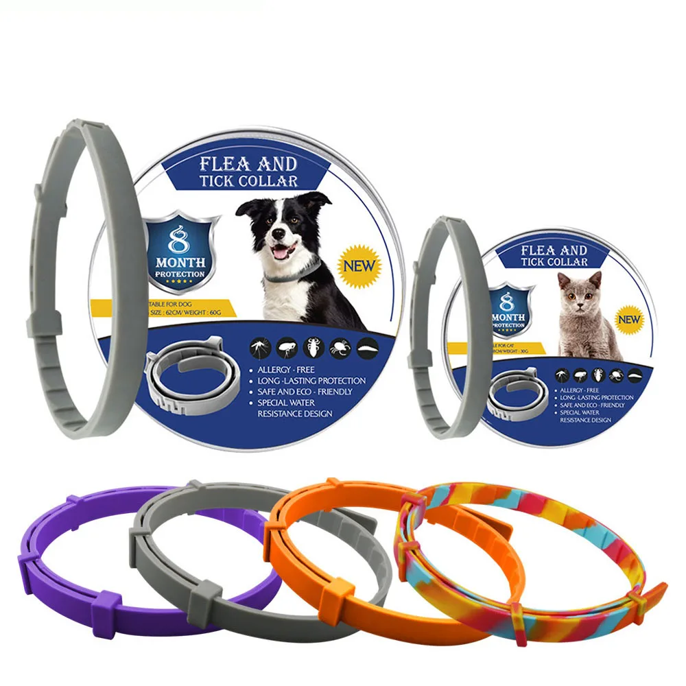 Flea And Tick Collar Silicone Adjustable Dogs Cats Collar 8 Month Protection Anti-mosquitoes Insect Repellent Pet Supplies