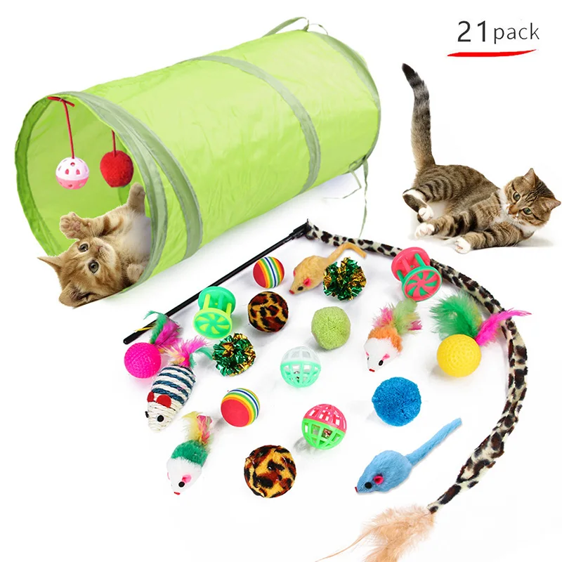 Kitten Toys Variety Pack-Pet Cat Toys Combination Set Cat Toy Funny Cat Stick Sisal Mouse Bell Ball Cat Supplies