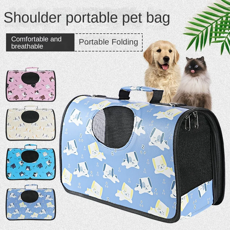 One Shoulder Portable Crossbody Pet Backpack Dog Bag Cat Bag Foldable Portable Pet Bag