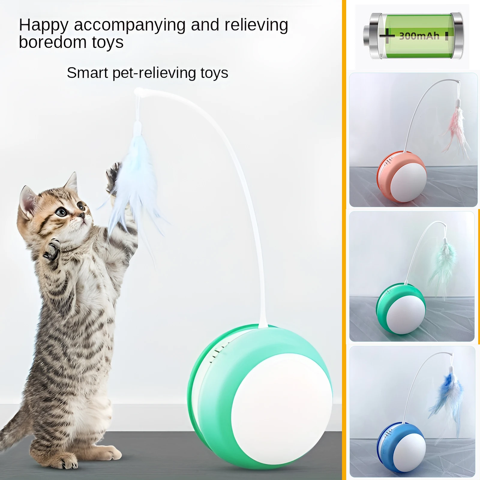 USB Electric Cat Toys Interactive, Cat Ball Toys Automatic Rolling Smart Pet Toys, Cats Training Self-moving Kitten Toys