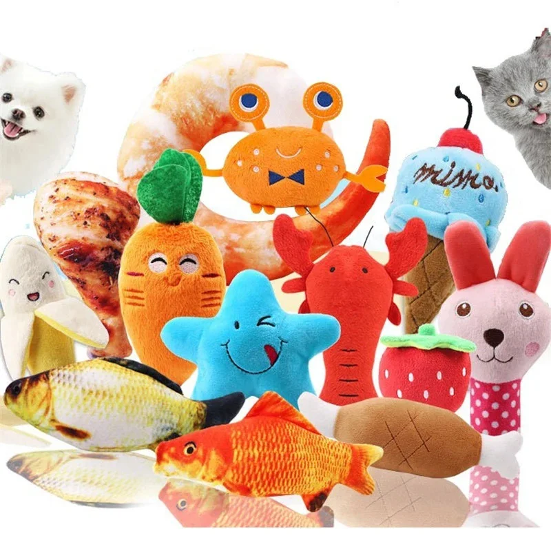 10PCS/lot MixColors Wholesale Pet Dog Toys For Small Dogs Cute Puppy Cat Chew Squeaker Squeaky Plush Toy Pet Supplies