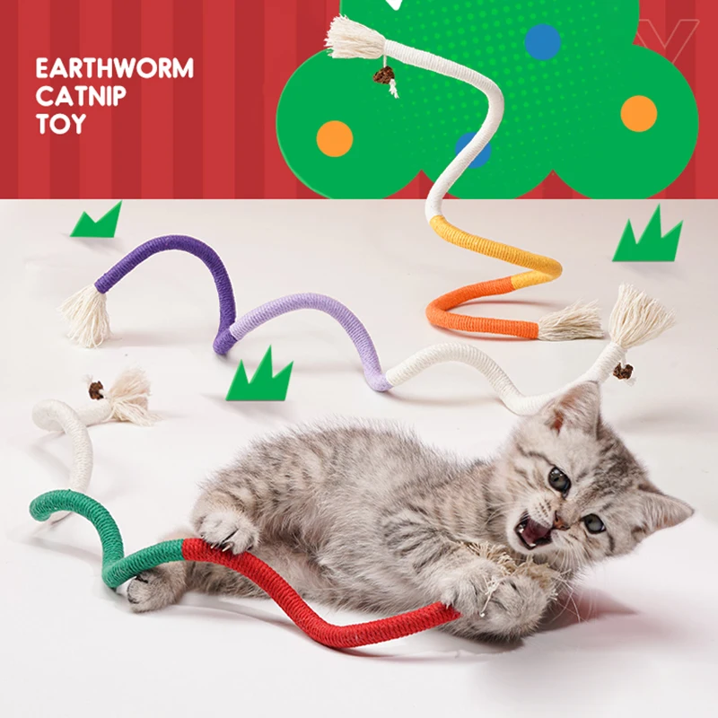 Cat Chew Toys Interactive Molar Cotton Rope Toys Silvervine Cat Teaser Toy Clean Mouth Kitten Play Toy Pet Supplies Accessories