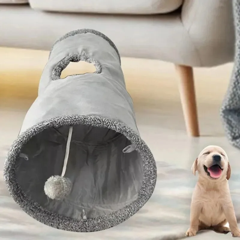 Pet Cat Tunnel Collapsible Plush Channel Foldable Suede Educational Toy Warm Winter Interactive Toys for Indoor Puppy Supplies